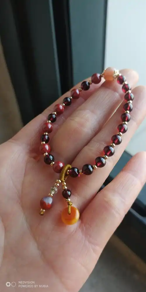 原创新款帝王砂朱砂搭配特级石榴石手串精致送礼首选_畅想朱砂_义乌购