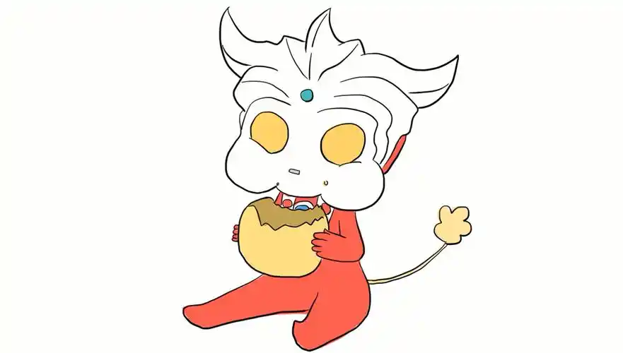 可爱的q版雷欧奥特曼吃点心儿童卡通简笔画