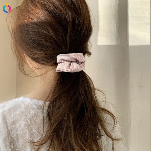 奇阅秋冬高品质条纹丝绒大肠发圈简约百搭小坑条马尾扎大肠圈发饰