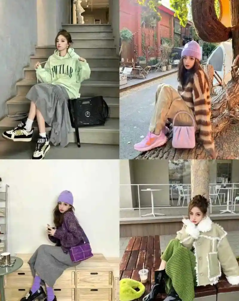 给秋冬点风格紫色系&绿色系穿搭合集 不敢尝试色彩穿搭的姐妹看过来