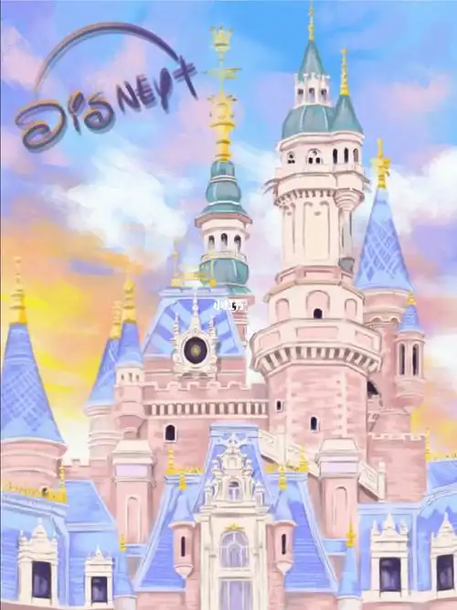 迪士尼城堡手绘