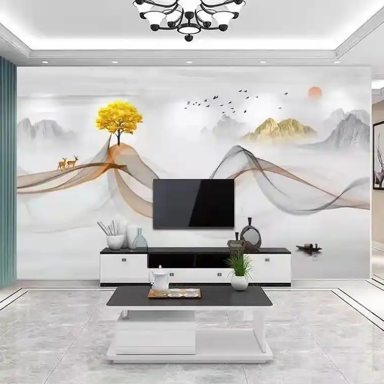 壁布电视背景墙壁布客厅8d水晶壁画影视墙