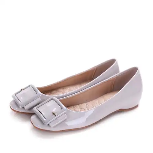 2016新款女鞋春秋夏季休闲鞋浅口漆皮单鞋女平底鞋批发一件.