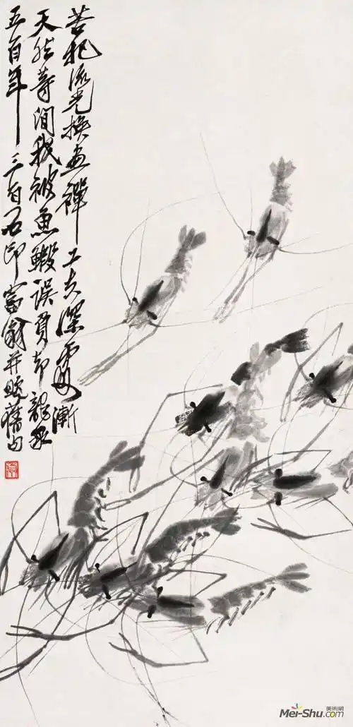 《群虾》齐白石中国画高清作品