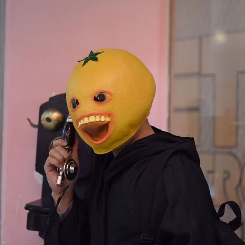 微笑橘子头套抖音微笑丑橘子头套微笑橙子头套可爱搞怪表情包 搞怪