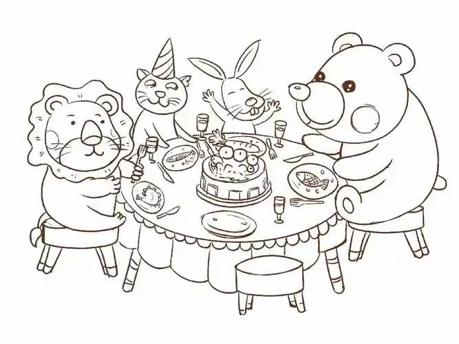 动物们的生日聚会_生日_聚会_插画_猫咪_儿童插画_兴趣爱好_绘画