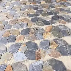 广场庭院花园碎拼室外冰裂纹不规则石头踏步石户外地面防滑地砖