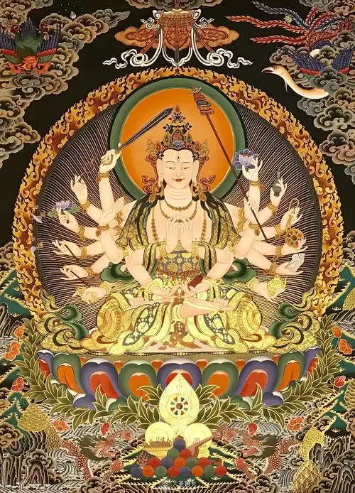 尼泊尔精品彩唐准提佛母100-70cm