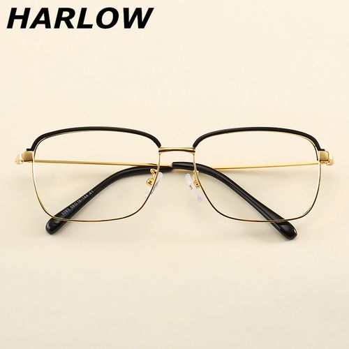 金边韩版复古眼镜框男潮近视胖子半框眼镜男大脸眼睛框镜架男舒适