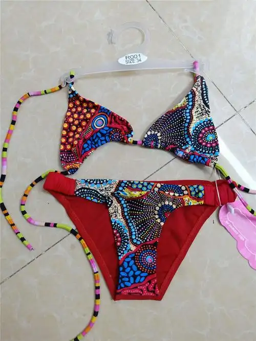 外贸泳装女童可爱沙滩bikini系带比基尼三点式分体游泳衣三角泳裤