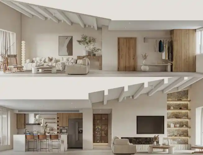 侘寂风客厅斜顶也很有感觉00