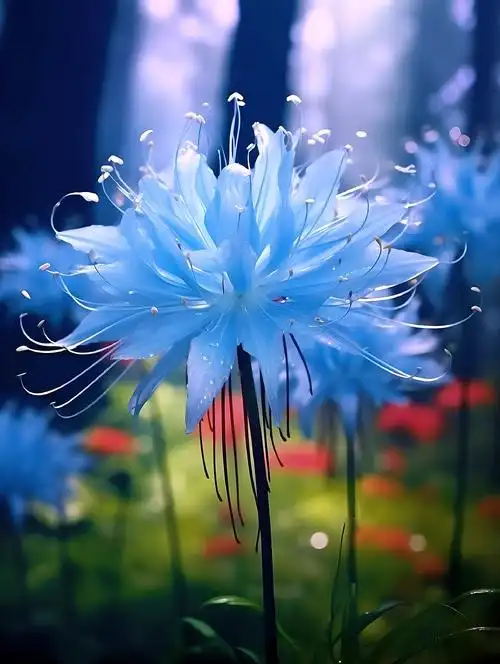 彼岸花也被称为"曼珠沙华",它的花语是:见花不见叶,见也不见花,花叶永