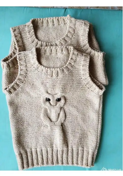 棒针猫头鹰花样儿童背心-编织教程-编织人生