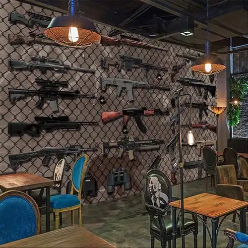 8d立体个性武器背景墙壁纸枪战主题吃鸡真人无纺布墙纸