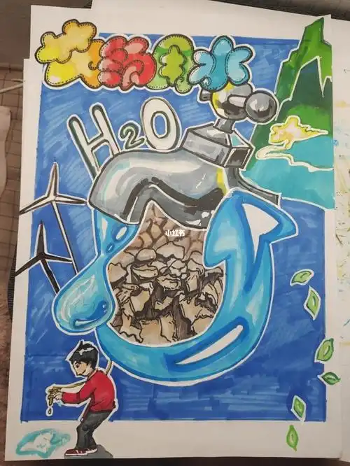 节约用水海报设计马克笔