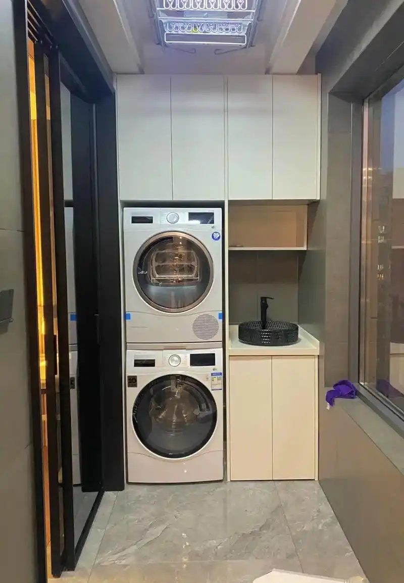 阳台洗衣机柜设计.#图文伙伴计划 装修时本着实用的理念 选择 - 抖音