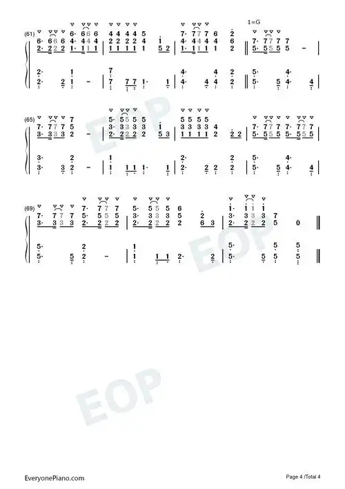 我爱你中国钢琴伴奏谱双手简谱预览4