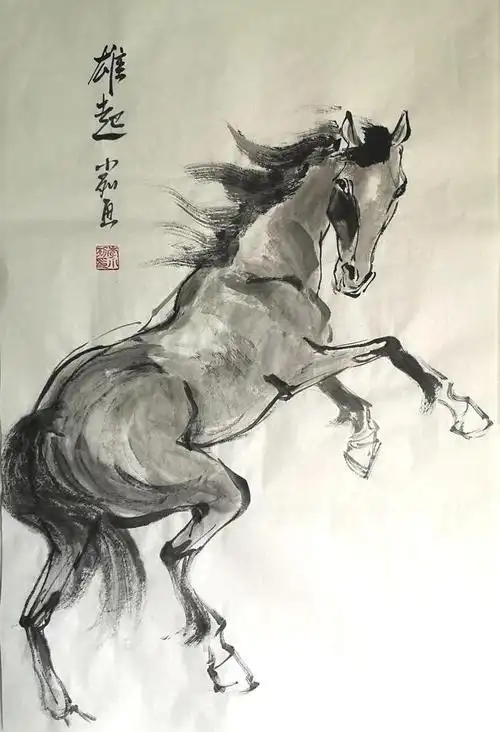 天马行空英姿飒爽李小列水墨画马作品选