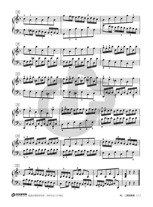 8钢琴谱-巴赫二部创意曲 no.8钢琴谱-环球钢琴网