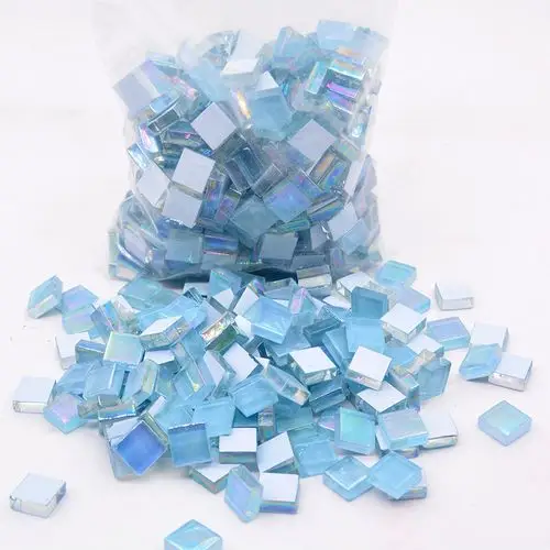 云母玻璃片创意立体雕刻拼图材料白色灰色diy彩色玻璃片马赛克杯镶嵌