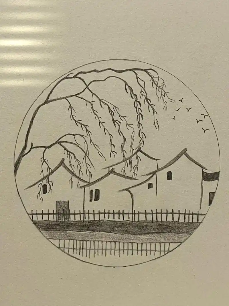 no.78简笔画-"江南水乡-烟雨江南"#江南水乡美如画 " - 抖音