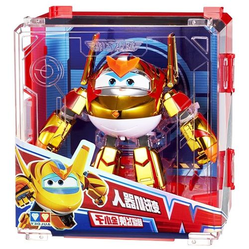 奥迪双钻超级飞侠玩具升级机库版大号变形机器人飞机金小子770231