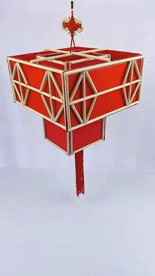 手工制作#一次性筷子做灯笼,很好看