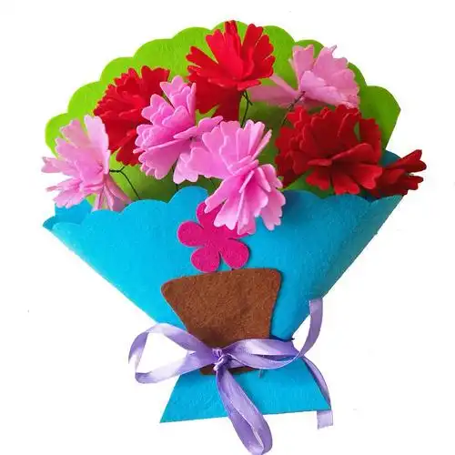 材料康乃馨教师节礼物 diy 儿童手工制作花朵花束布艺花盆盆栽幼儿