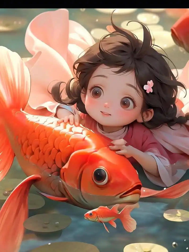 治愈系头像|动漫头像|国风插画壁纸 锦鲤附体,好运加倍