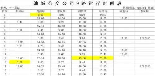 9路,59路,61路公交车调整运行时间
