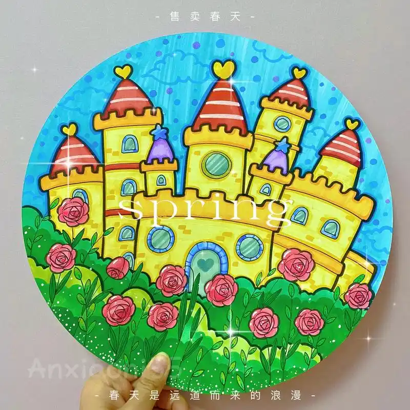 玫瑰花从中的城堡.#马克笔手绘 #拥抱春天主题画 - 抖音