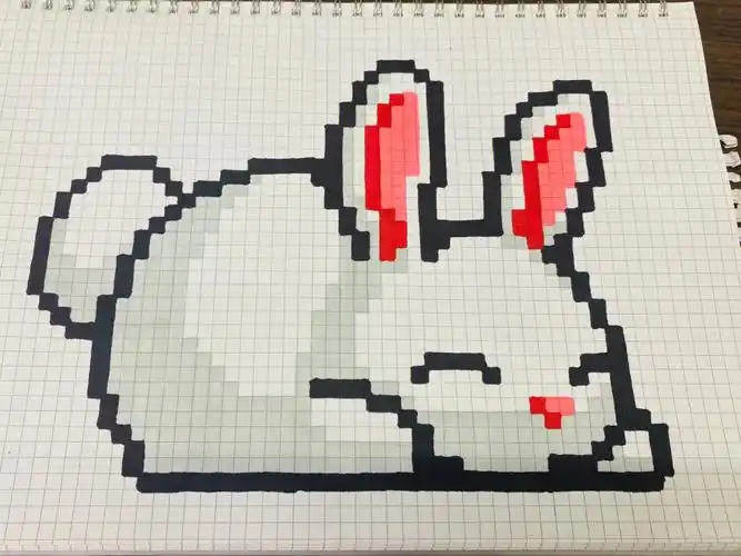 像素画  #格子画  #网格画  #像素画临摹  #临摹  #马克笔  #兔子