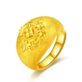 梦金园 黄金戒指 足金999显大花形指环女款 约11.97克