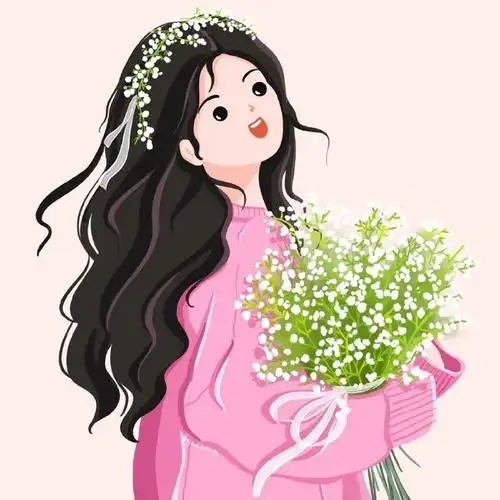 春日氛围感插画女生头像治愈系手绘绿色清新唯美#女生头像##女头