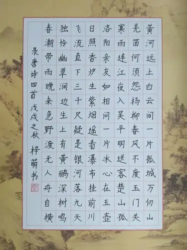 罗梓萌同学硬笔书法作品