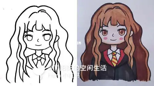 哈利波特赫敏格兰杰简笔画动漫卡通画教程