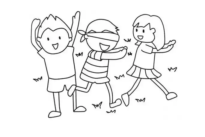 特别是和孩子们玩耍的简笔画图片