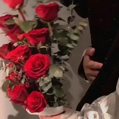 手拿玫瑰花我带着浪漫将你入怀