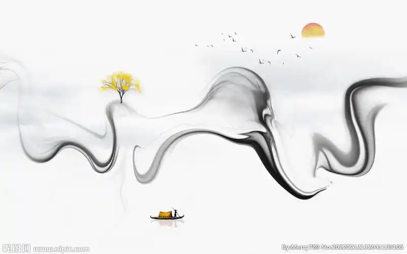 新中式水墨山水画图片