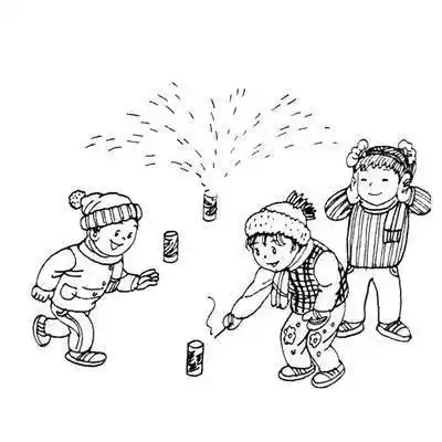 放烟花简笔画小孩放烟花简笔画