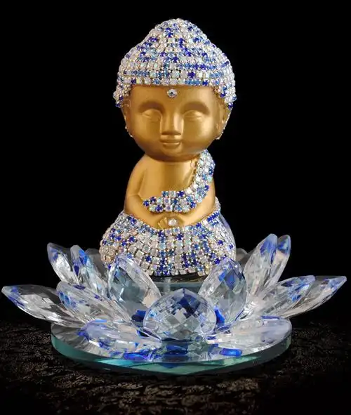 莲花底座镀金色硅胶如来佛汽车香水座diy贴钻材料包