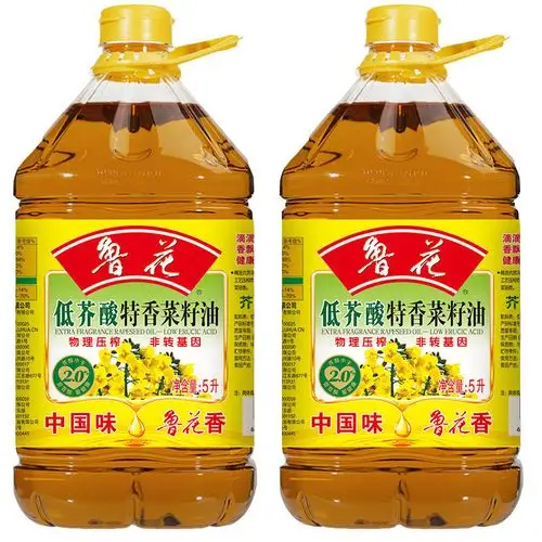 【两桶装】鲁花低芥酸压榨菜籽油5l*2桶非转基因食用油纯正菜子油