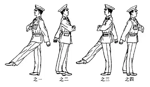 队列条令中的正步动作图解.
