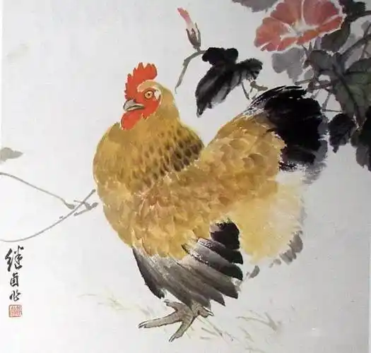刘继卣画鸡,"鹰"气袭人!_国画_雄鸡_技法