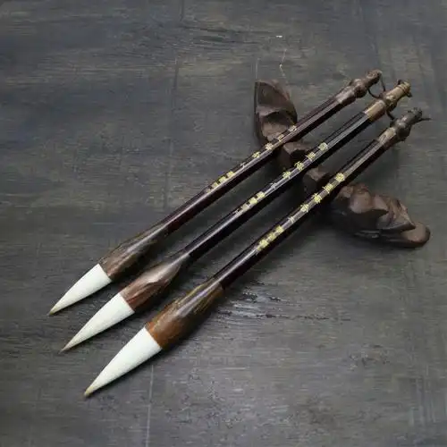 厂家直销定制批发毛笔文房四宝雪里梅香纯羊兼毫书画专用联笔斗笔