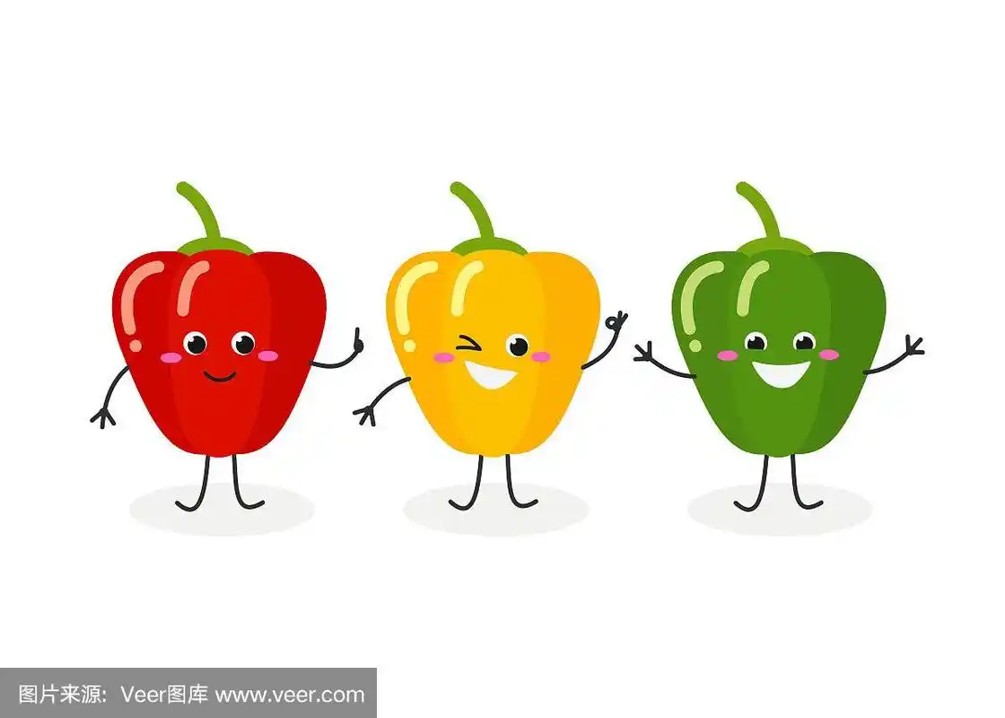 三个卡通甜椒向量组