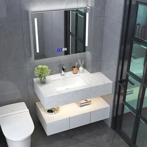 定制大理石浴室柜台面延长切角卫浴小户型组合洗手盆任意尺寸定做