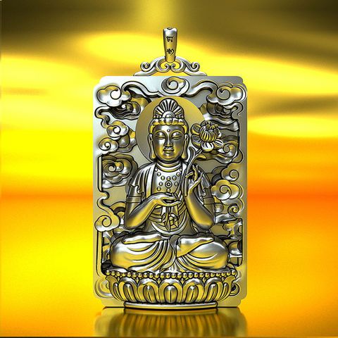 祥云原创 纯银实心男 大势至菩萨本命佛吊坠属马 生肖守护神新品