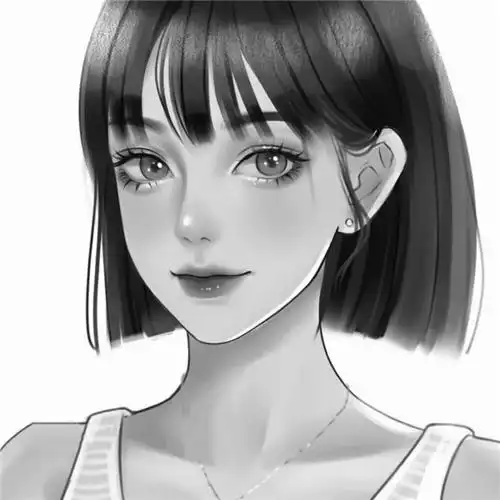 简单头像女生手绘黑白气质高清图片