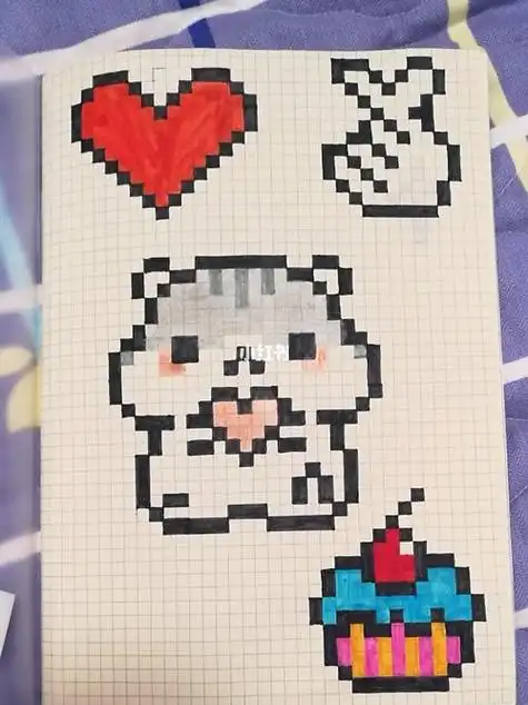 笔画瑶·遇见神鹿方格画7像素格画 可爱 兔子 爱心 情侣第一次用格子